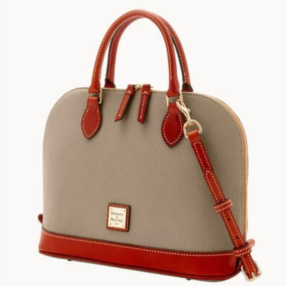 Dooney & Bourke Pebble Grain Zip Zip Satchel in Taupe. EUC small marks inside